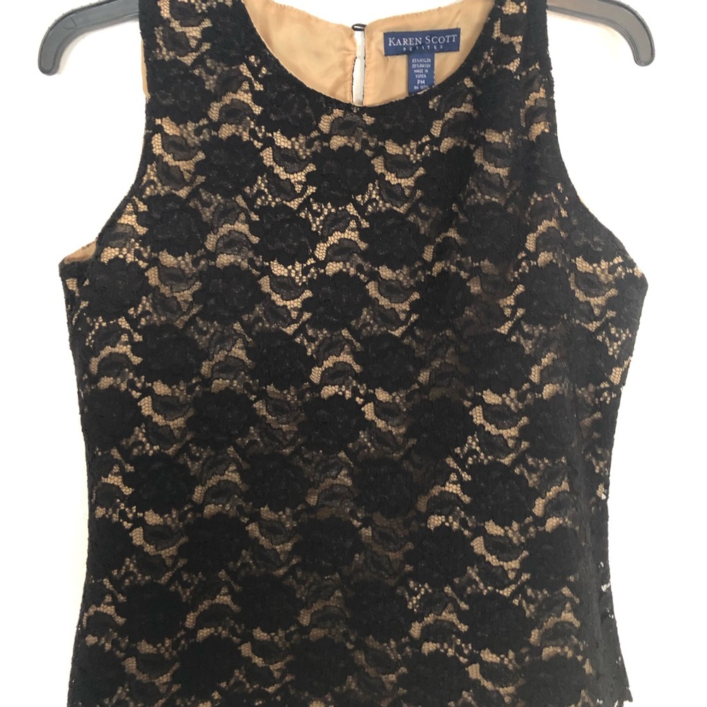 Karen Scott Sleeveless Lace Top